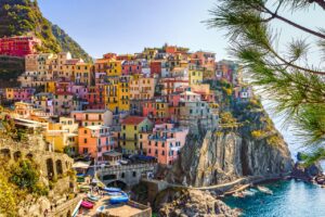 houses, cliff, sea